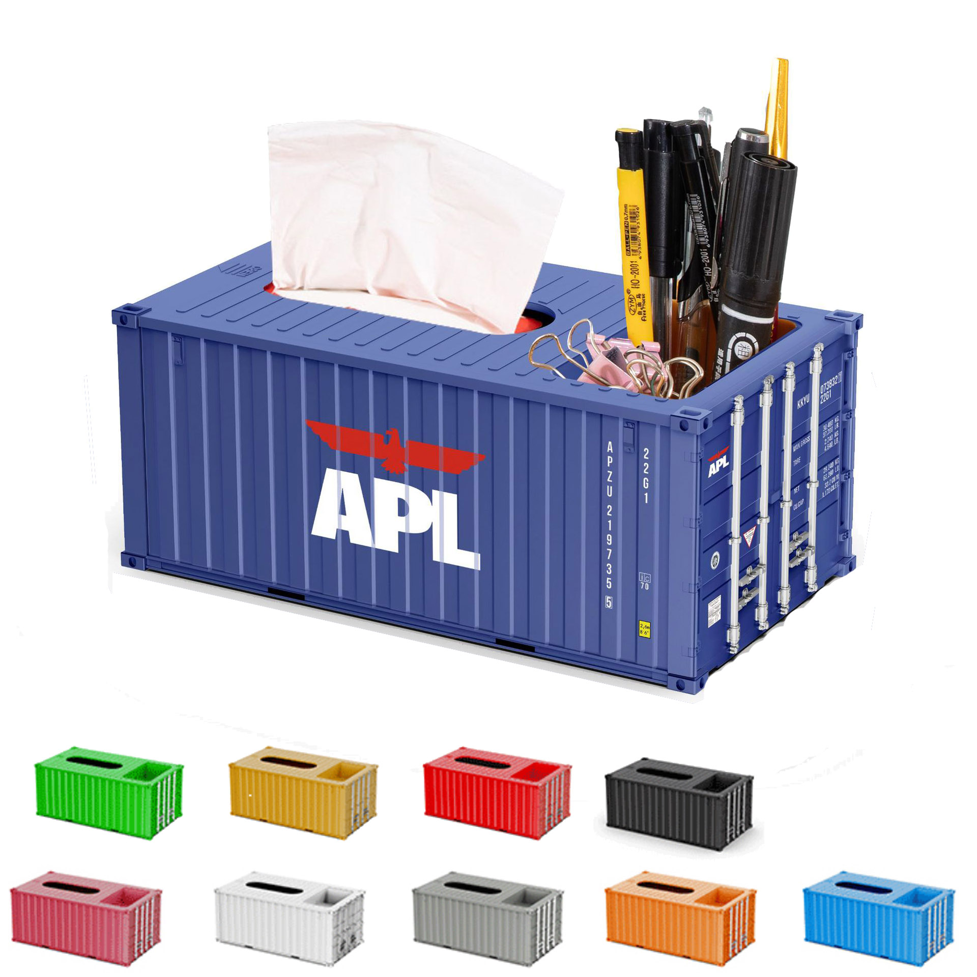Shipping Container Model Tissue Box with Pen holder