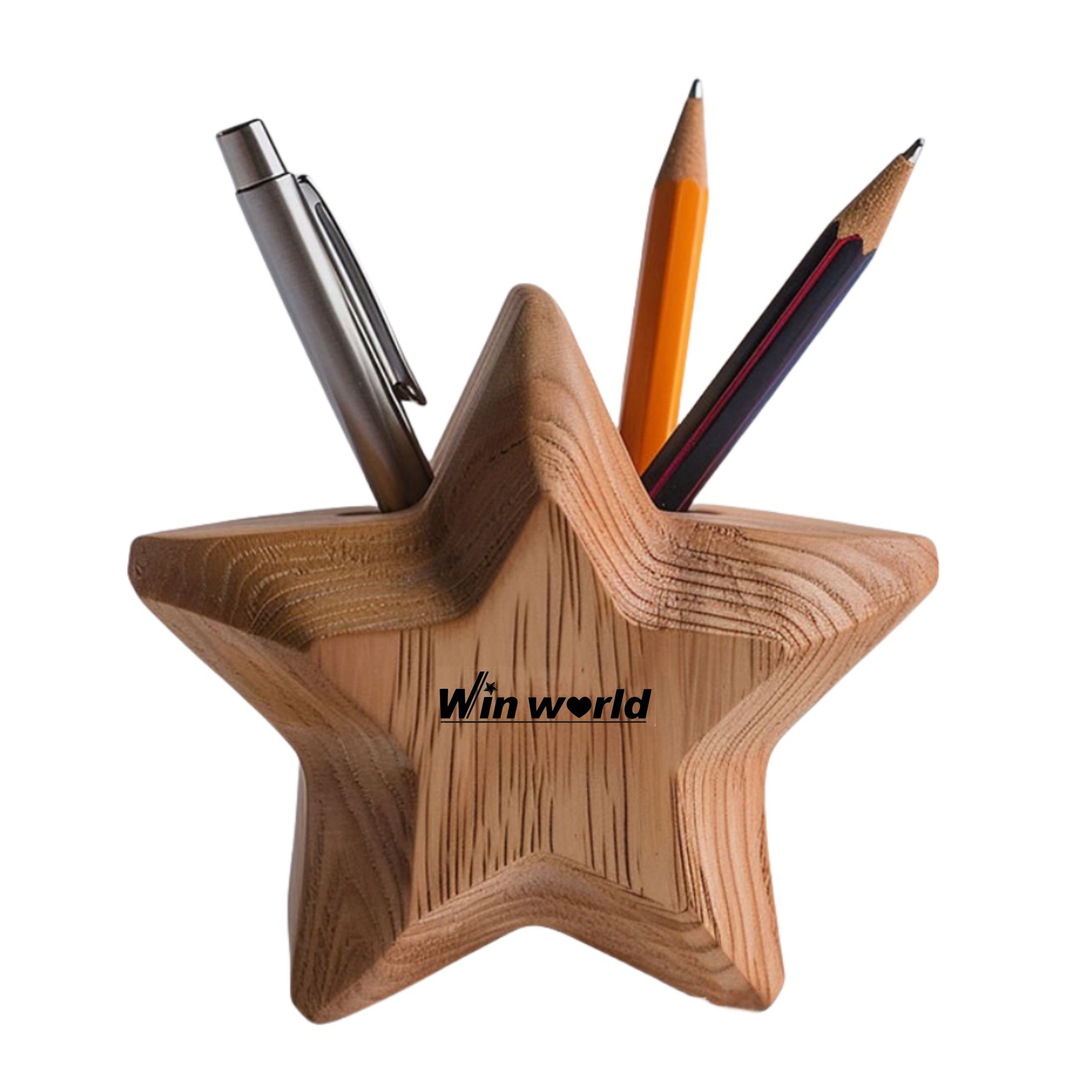 Wood Star Shape Pencil Holder