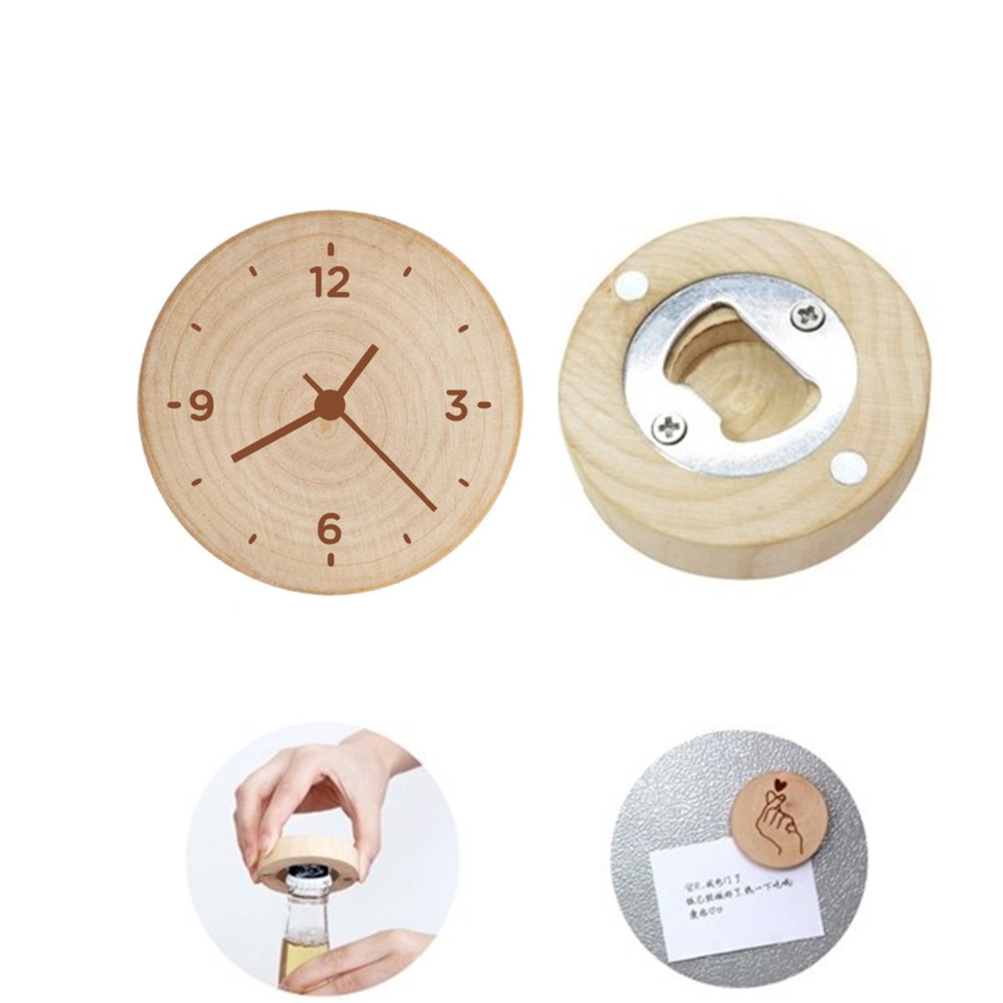 Wooden Fridge Magnet Beer Bottle Opener
