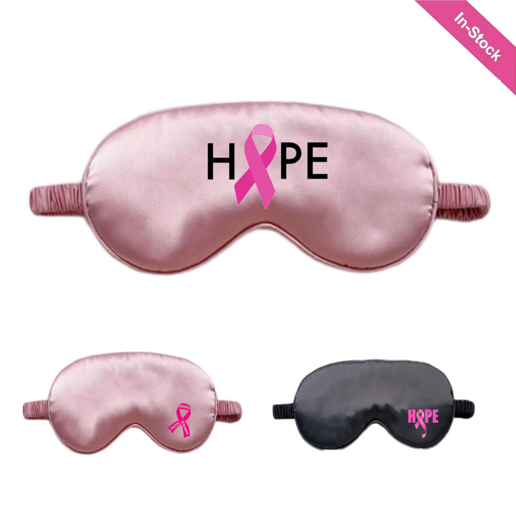 Awareness Ribbon Silk Satin Sleep Eye Mask with Adjustable Strap