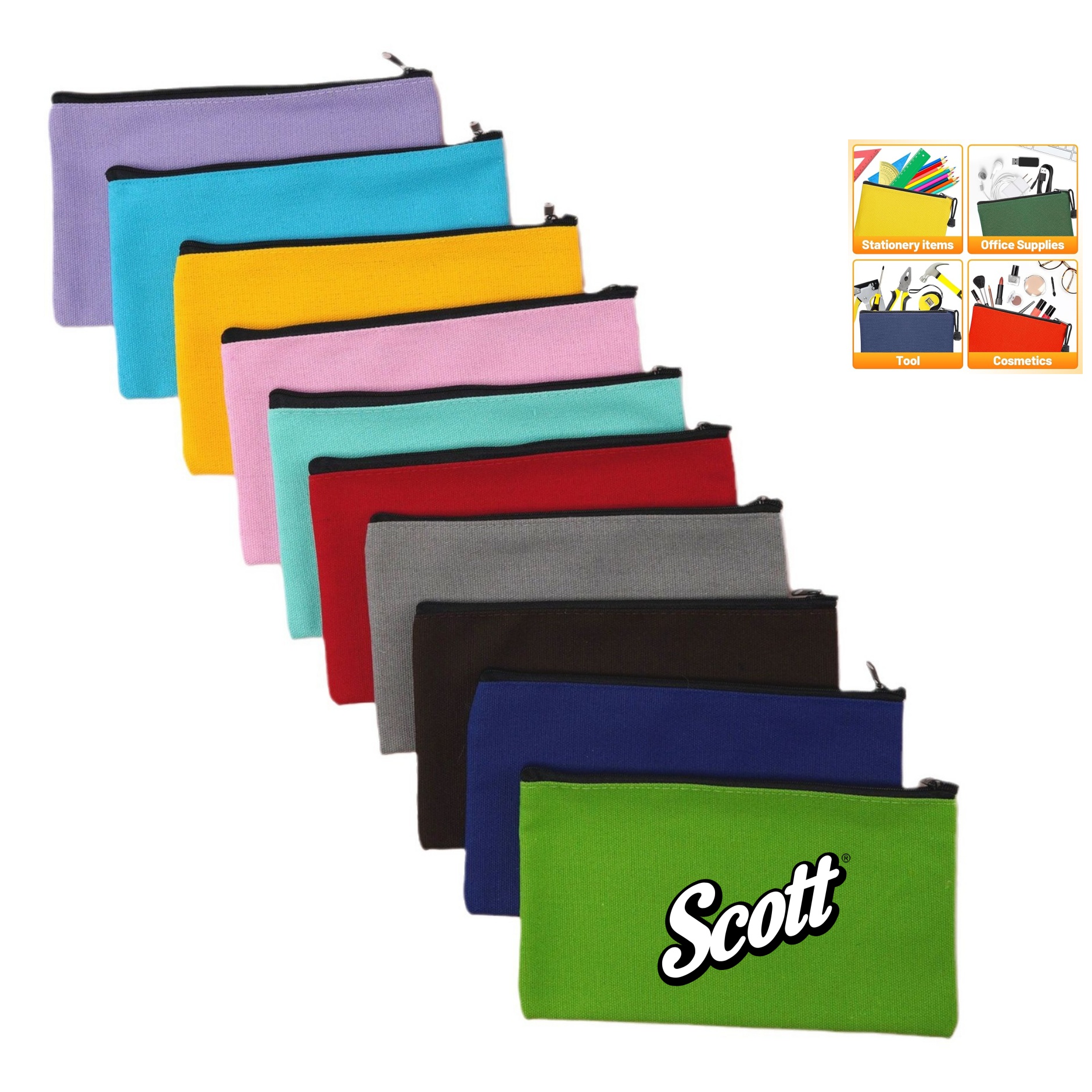 Multi-Purpose Canvas Pencil Pouch Travel Makeup Bag