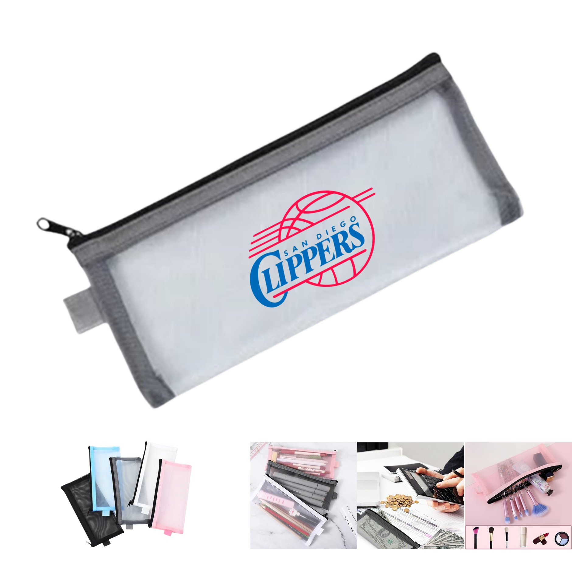 Multipurpose Mesh Zipper Pencil Bags
