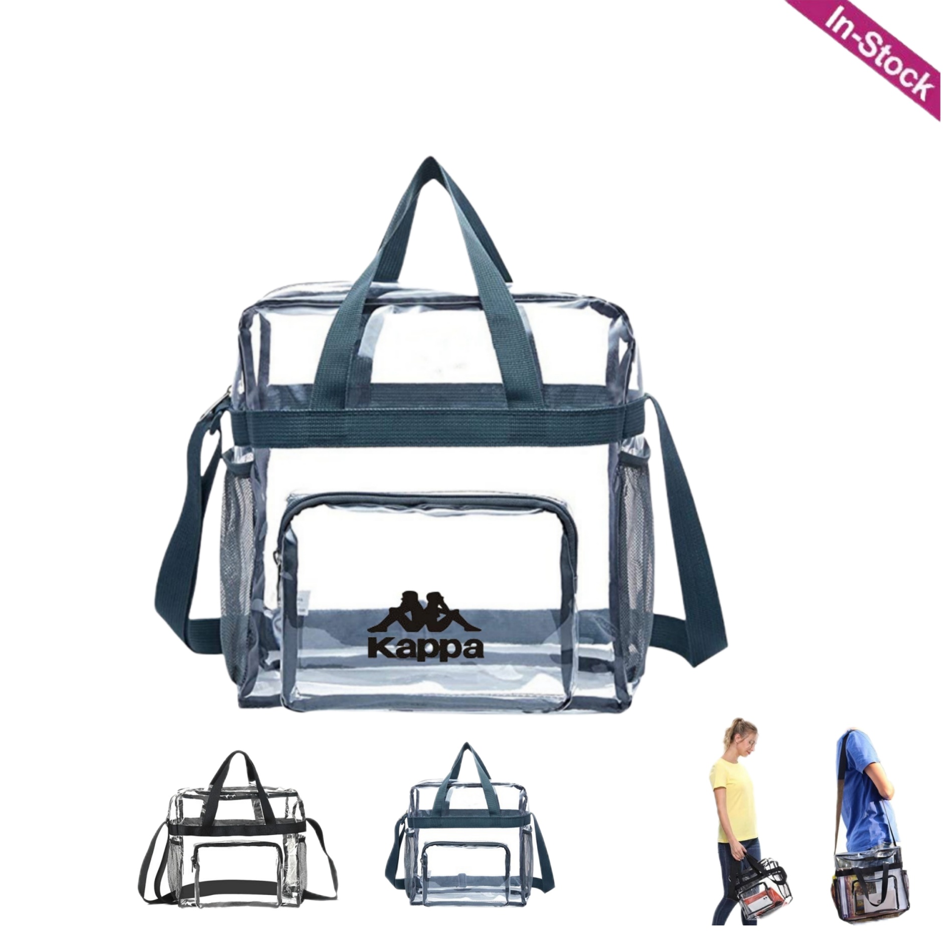 Stadium Approved Clear Tote Bag with Front Zipper Pocket