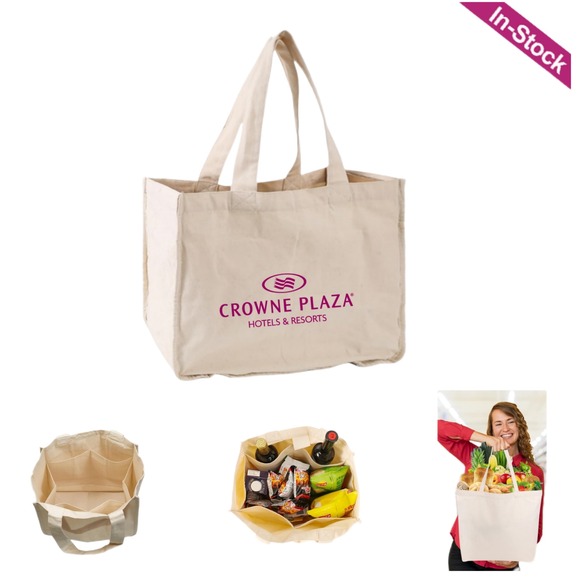 Canvas Garden Tote Bag with Handle and 6 Pockets