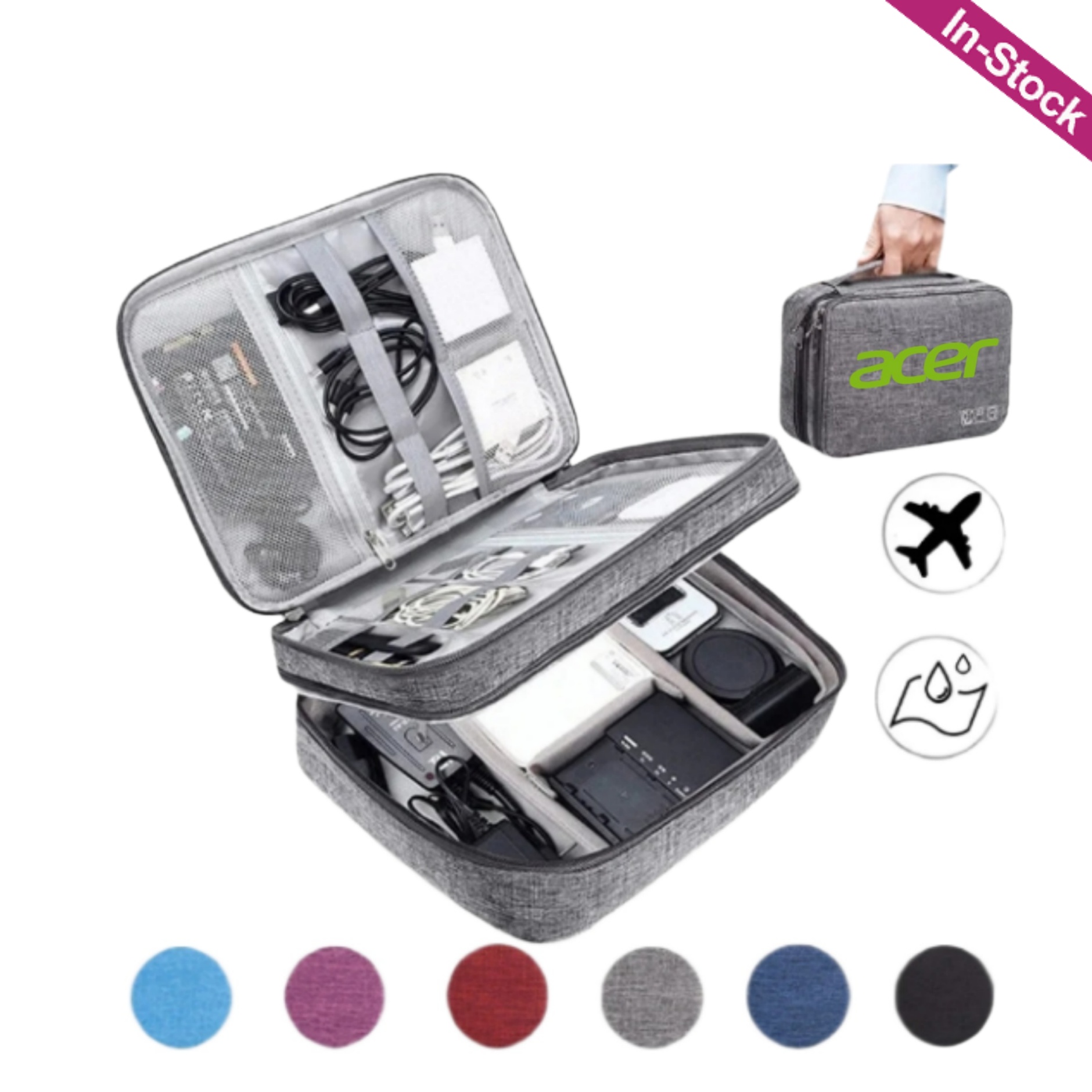 Three Layers Electronics Organizer Bag