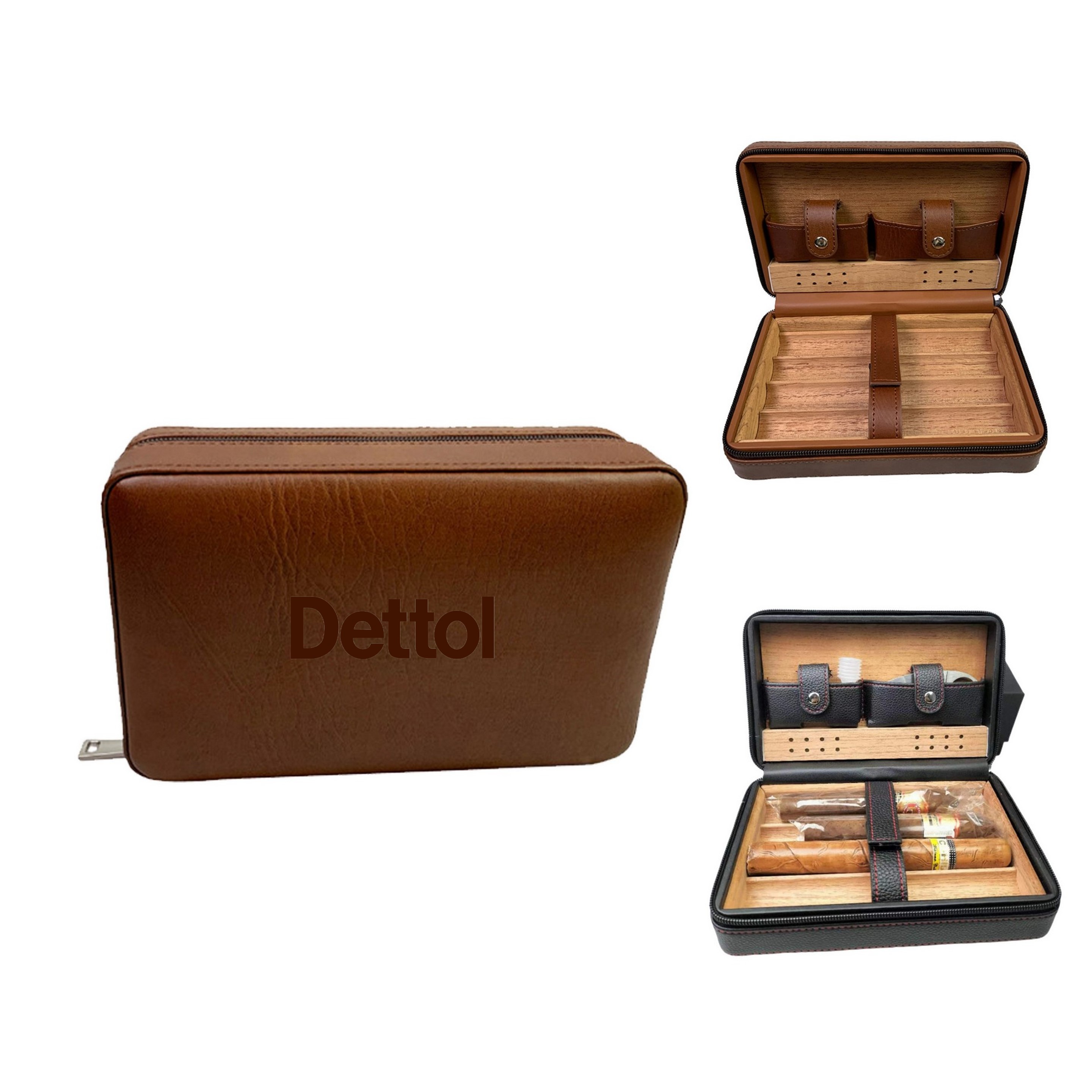 4-Finger Portable Travel Leather Cigar Case-Ocean