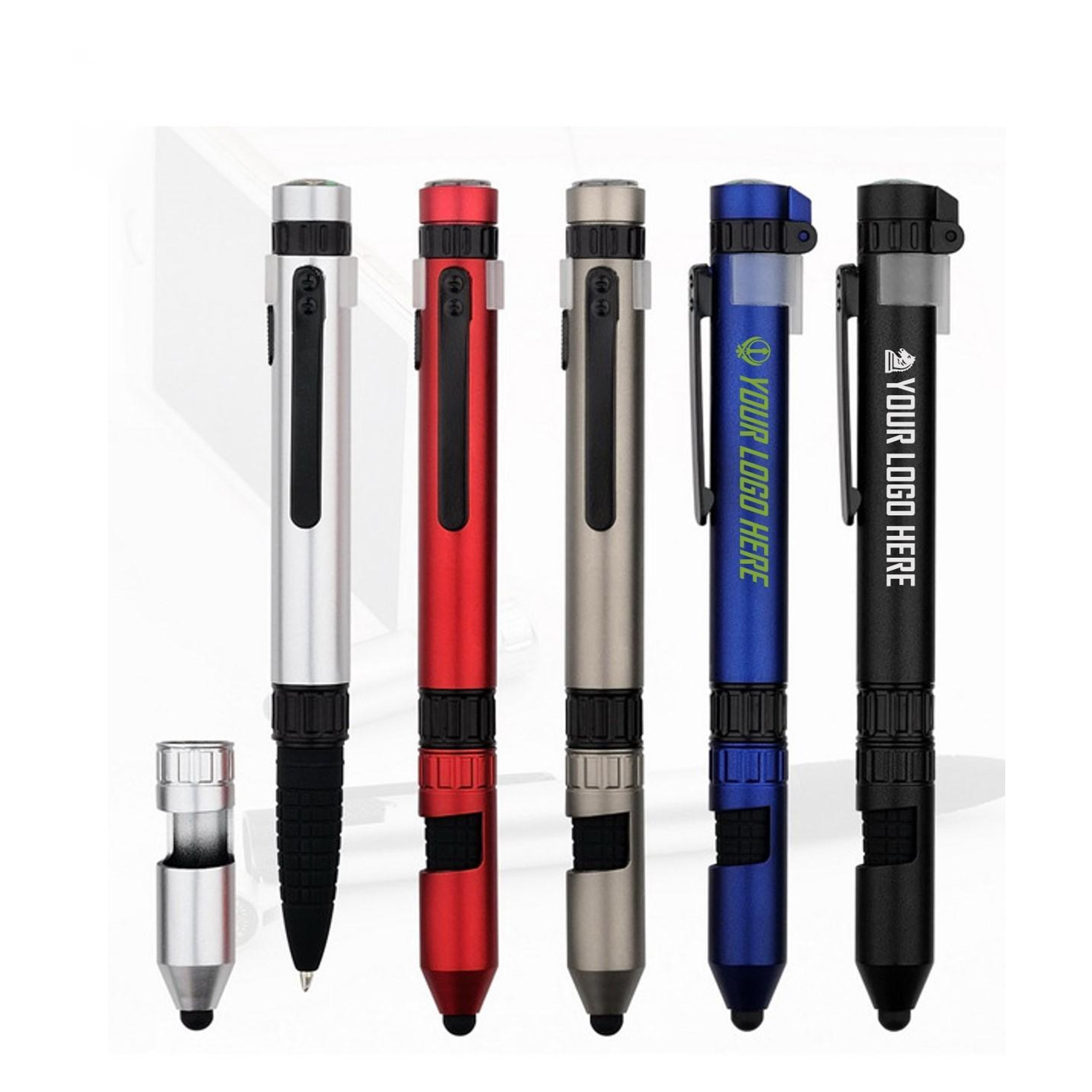 6 in 1 Military Pen with Stylus, Phone Stand, Compass Screwdriver,Torch & Tools