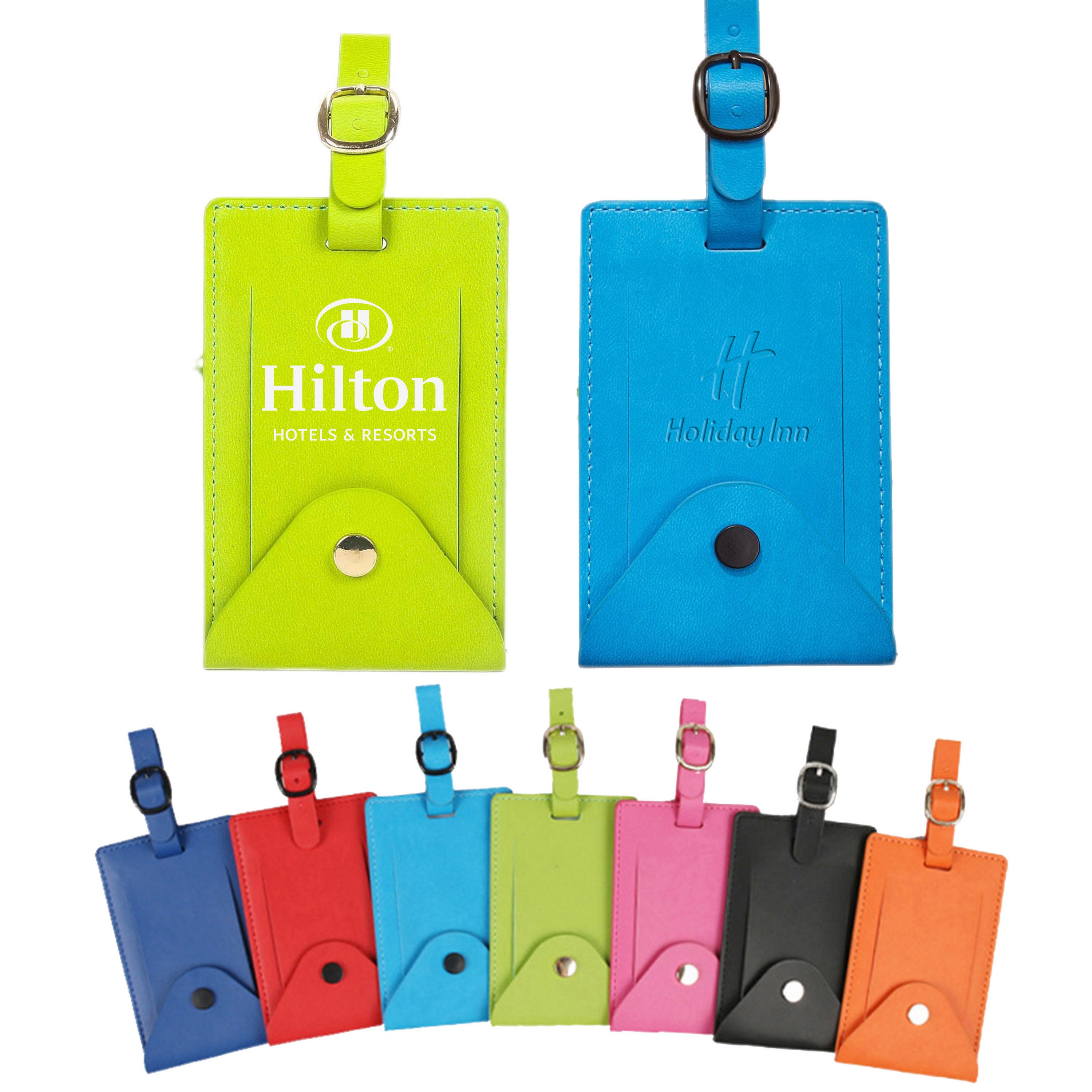 Colorful Premium PU Leather Luggage Bag Tags with Snap
