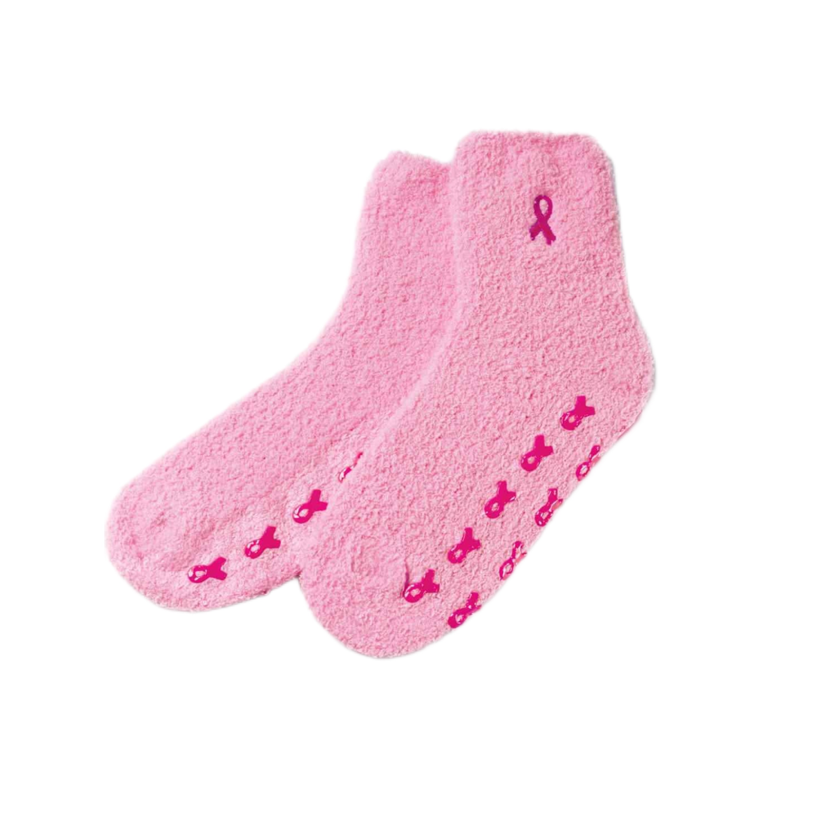 Pink Ribbon Fuzzy Sock