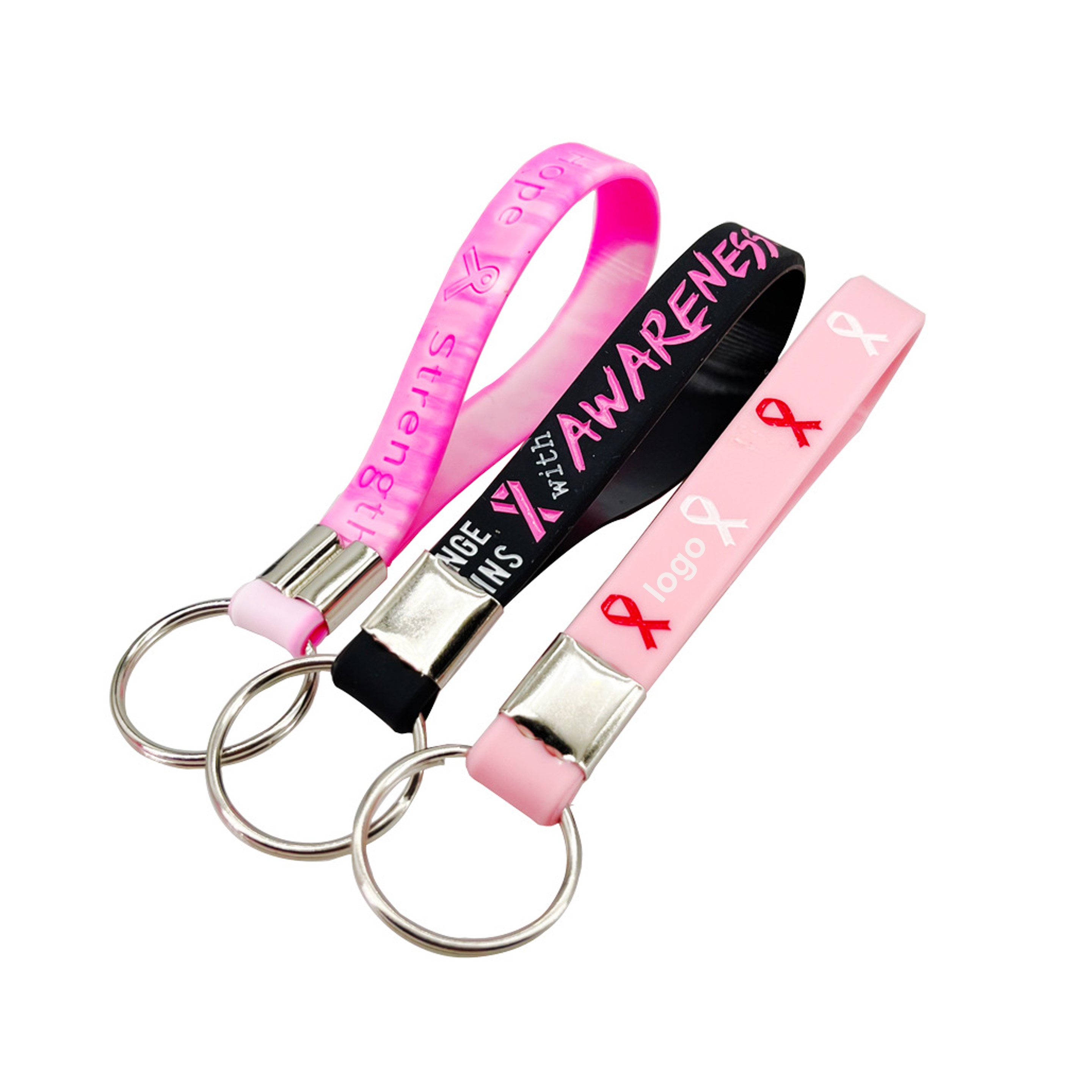 Pink Ribbon Silicone Keychain