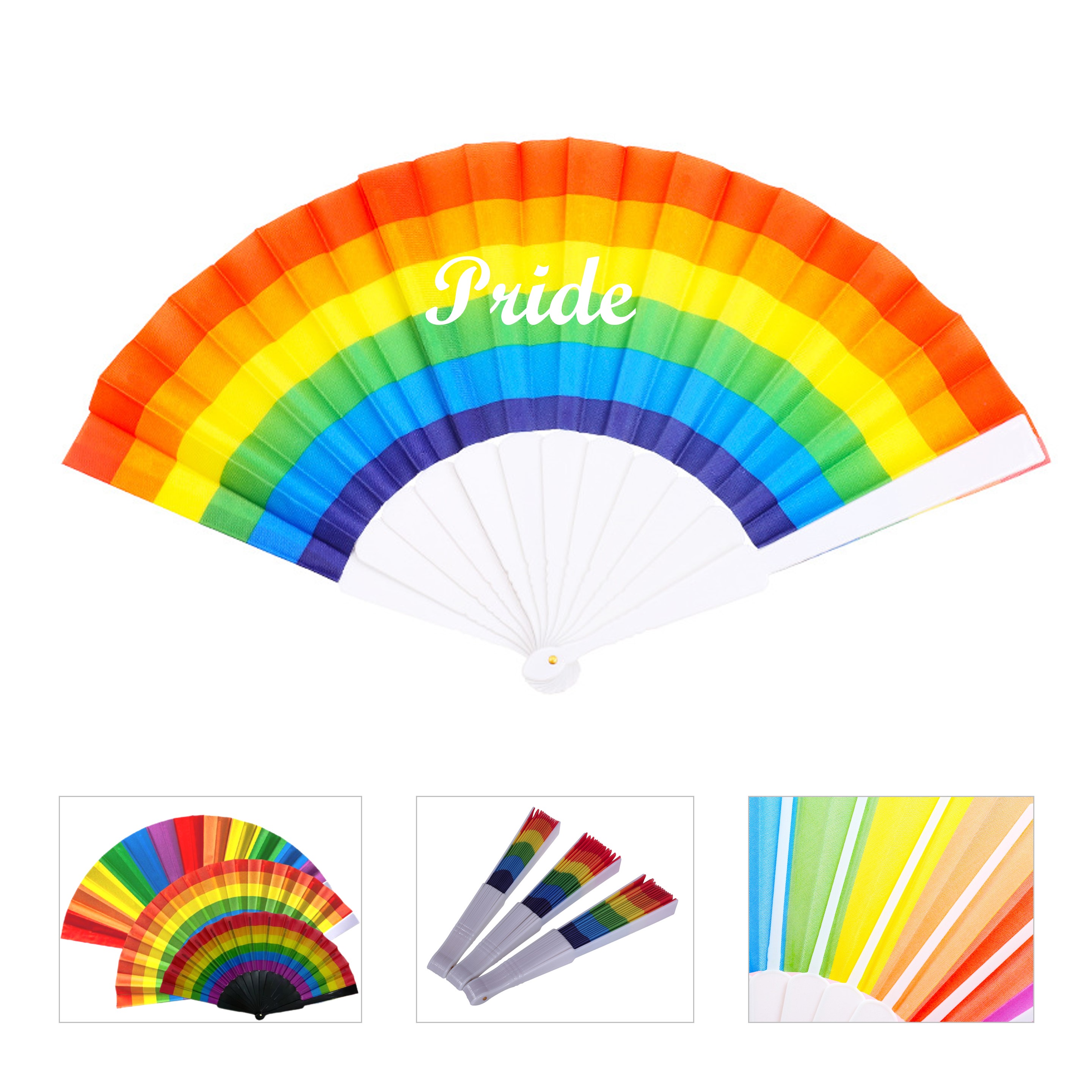Rainbow Sublimated Handheld Folding Fan