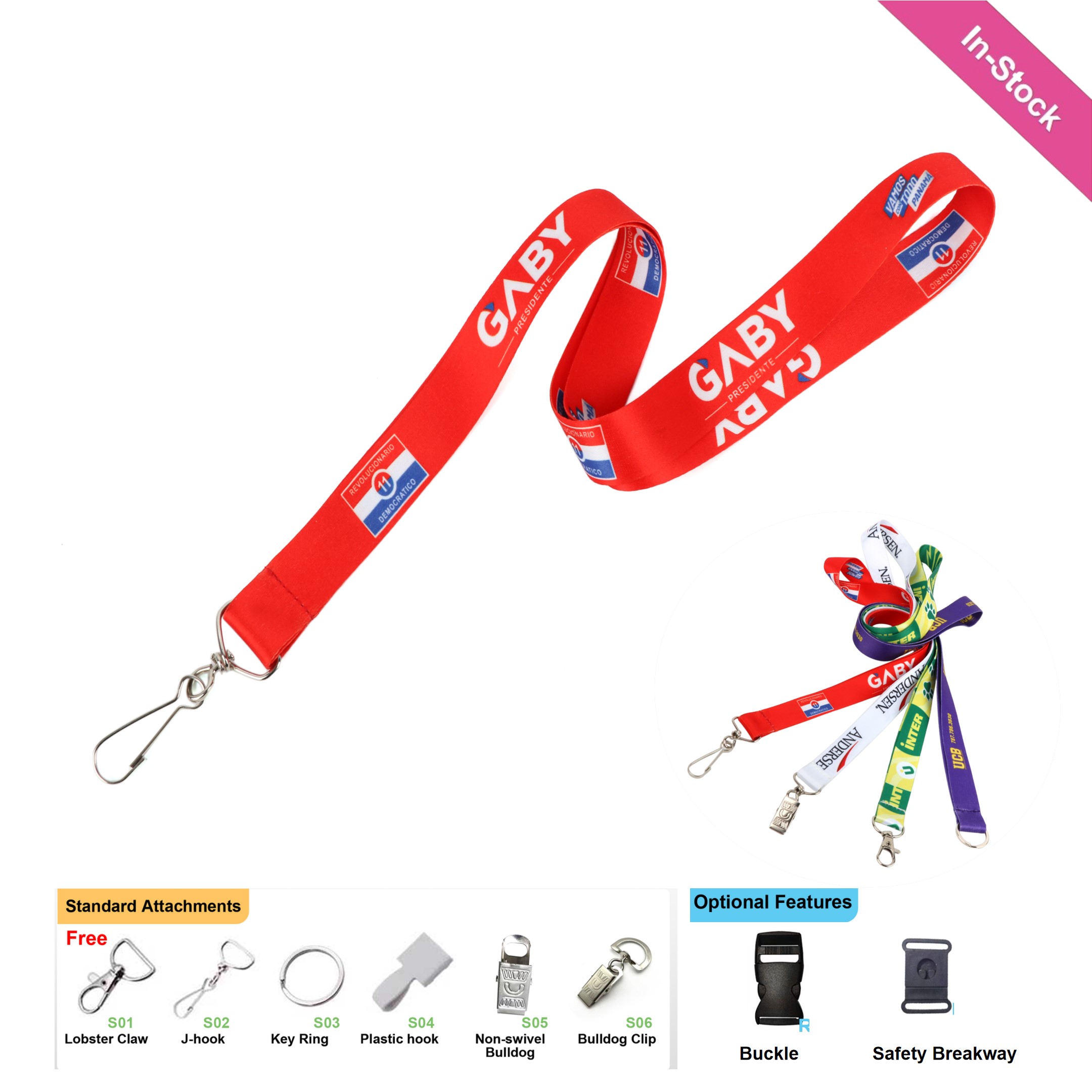 Full color Polyester Dye-sublimated lanyard 3/4