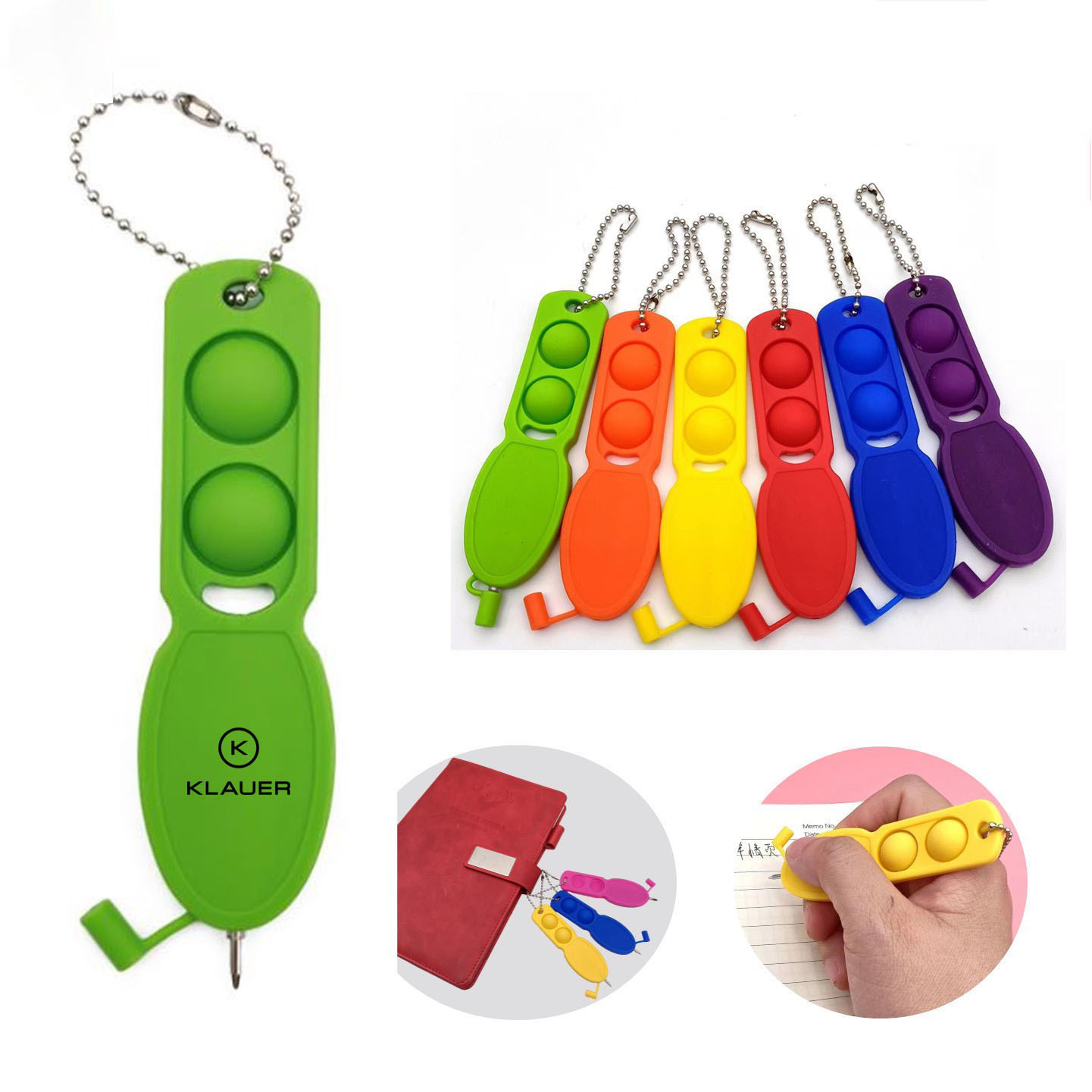 Push Pop Ballpoint Pen with Keychain