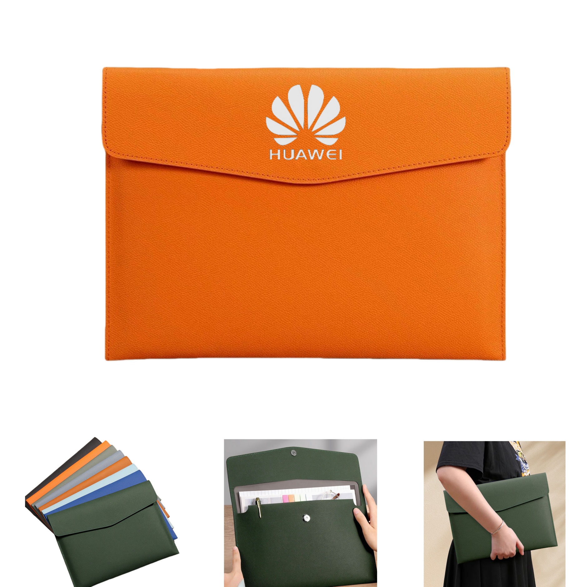 Lychee Pattern PU Leather Laptop Sleeve Pouch