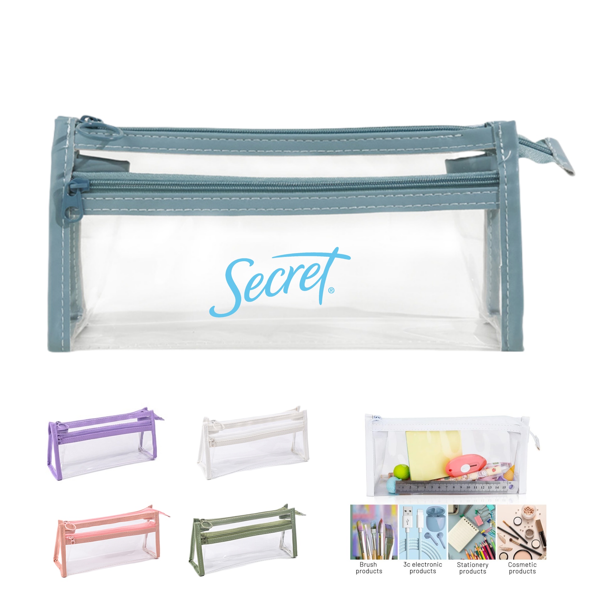 Double-layer Clear Pencil Pounch Pen Bag