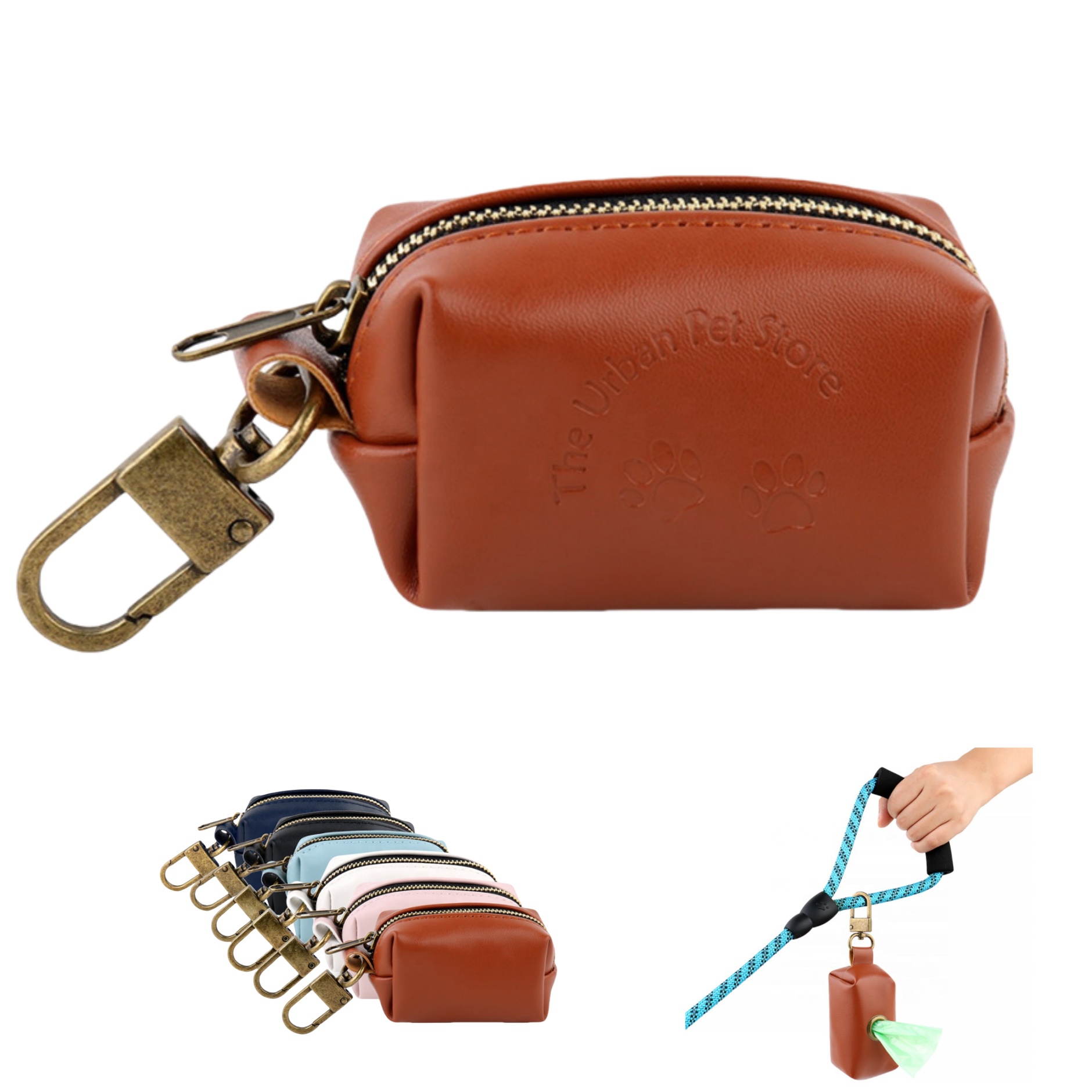 PU Leather Dog Poop Waste Bag Dispenser