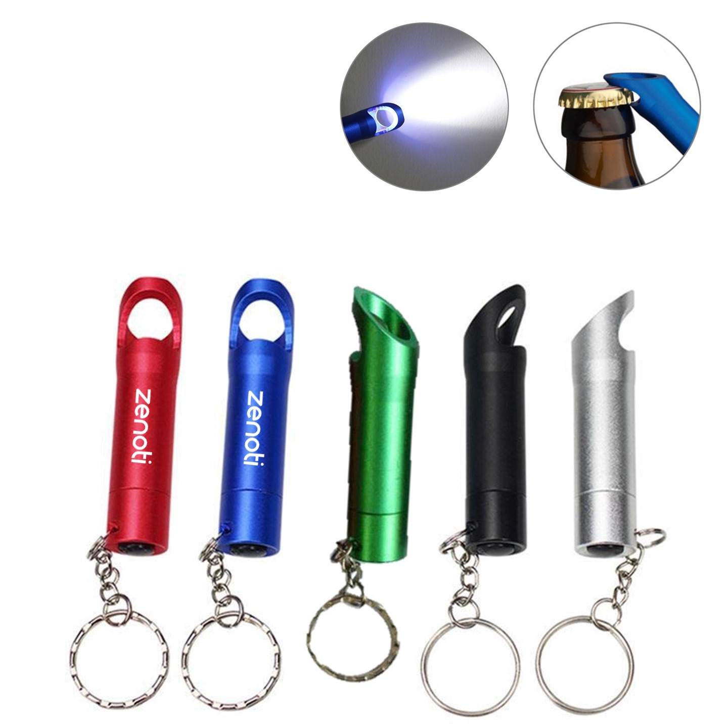 Aluminum Bottle Opener with Flashlight Keychain